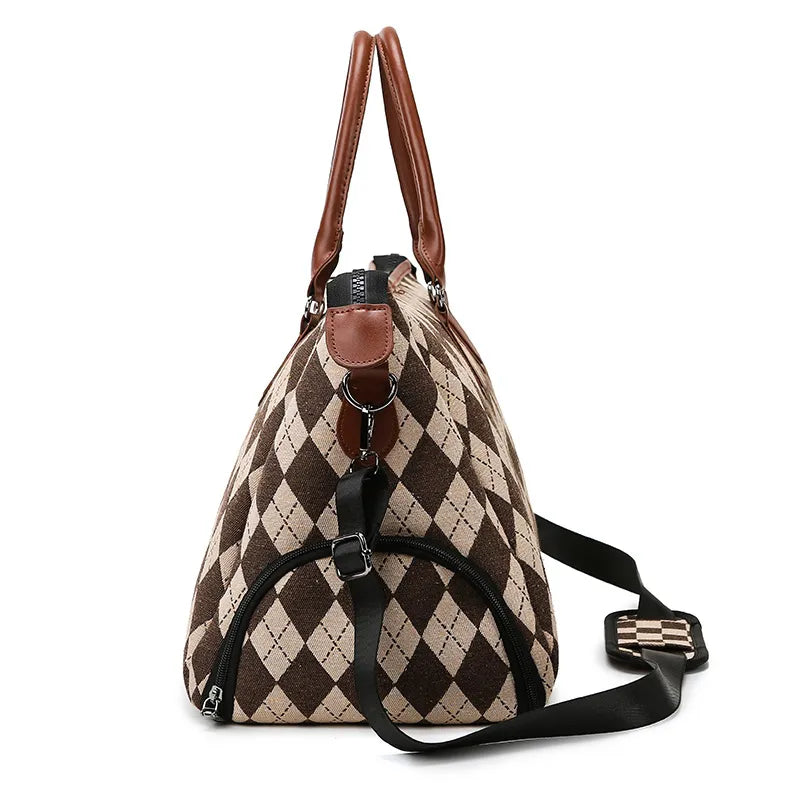 Bolso de viaje – Diseño a cuadros y compartimento separado para ropa húmeda