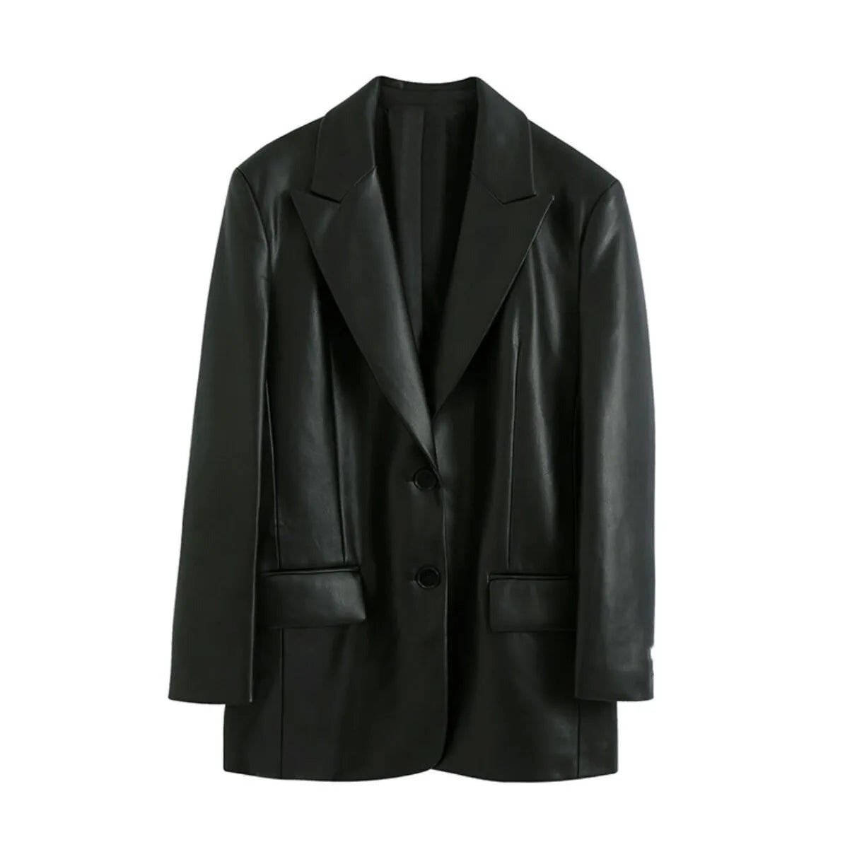 Chaqueta tipo blazer en piel sintética – Elegante y estructurada