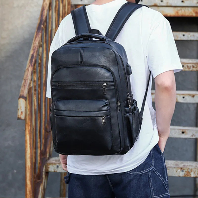 Mochila profesional – Cuero sintético impermeable, puerto USB, para laptop 15,6"