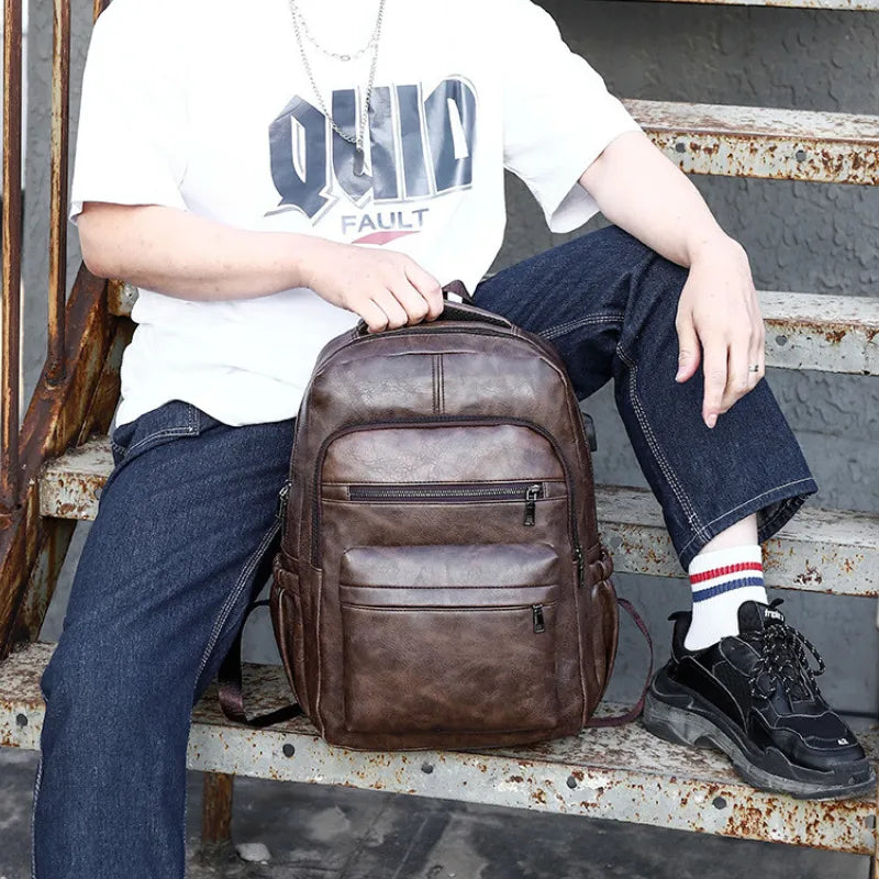 Mochila profesional – Cuero sintético impermeable, puerto USB, para laptop 15,6"